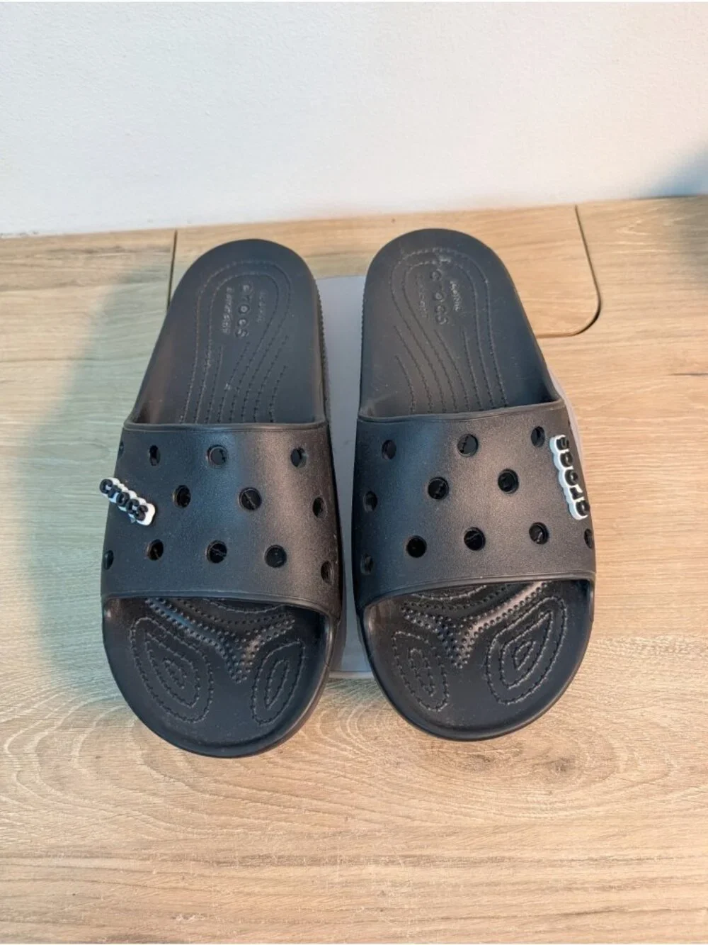 Crocs Classic Slide Sandals Black Lightweight Shoes Size Mens 12 Comfort